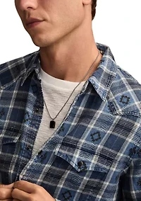 Men's Long Sleeve Dobby Indigo Western Shirt