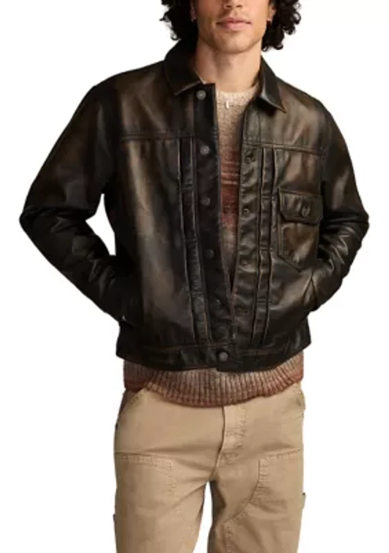 Men's Distressed Leather Trucker