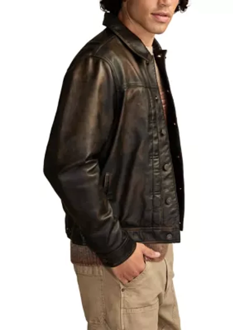 Men's Distressed Leather Trucker