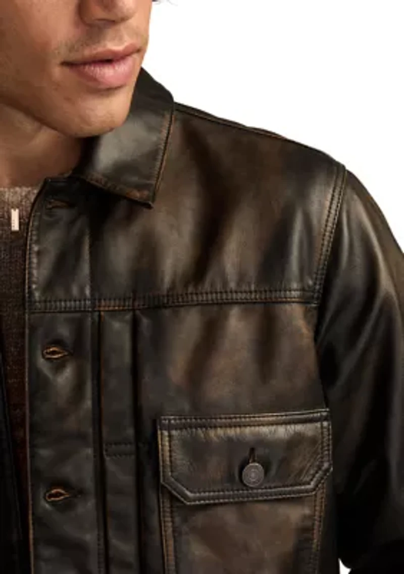 Men's Distressed Leather Trucker