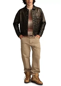 Men's Distressed Leather Trucker