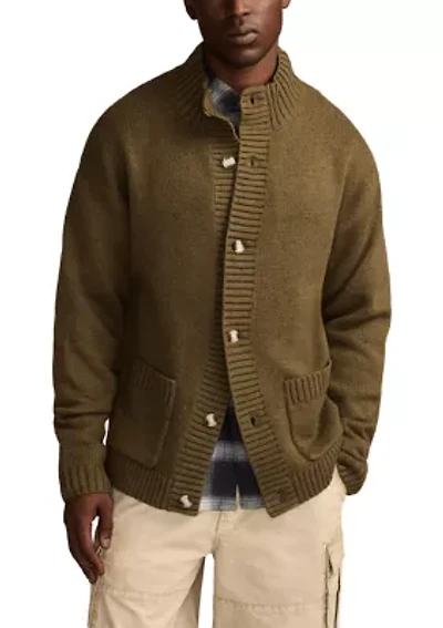 Men's Nep Button Down Mock Neck Sweater