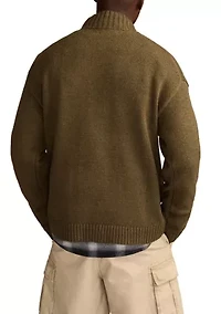 Men's Nep Button Down Mock Neck Sweater
