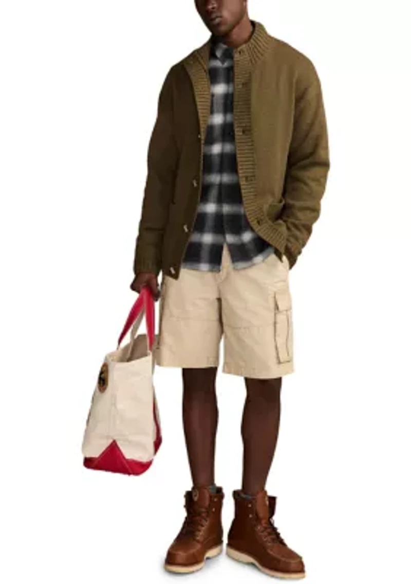 Men's Nep Button Down Mock Neck Sweater