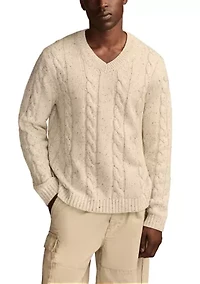 Men's Nep Cable V-Neck Sweater