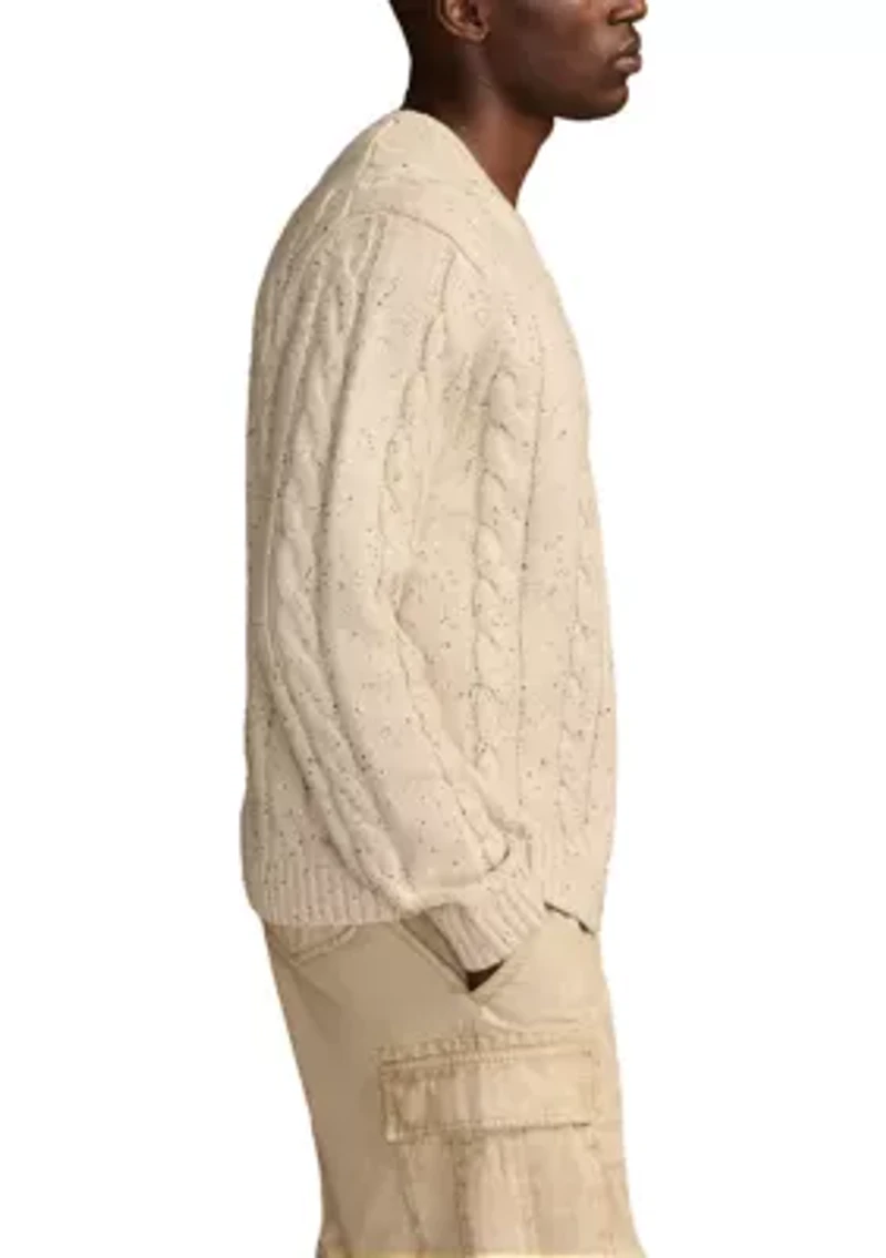 Men's Nep Cable V-Neck Sweater