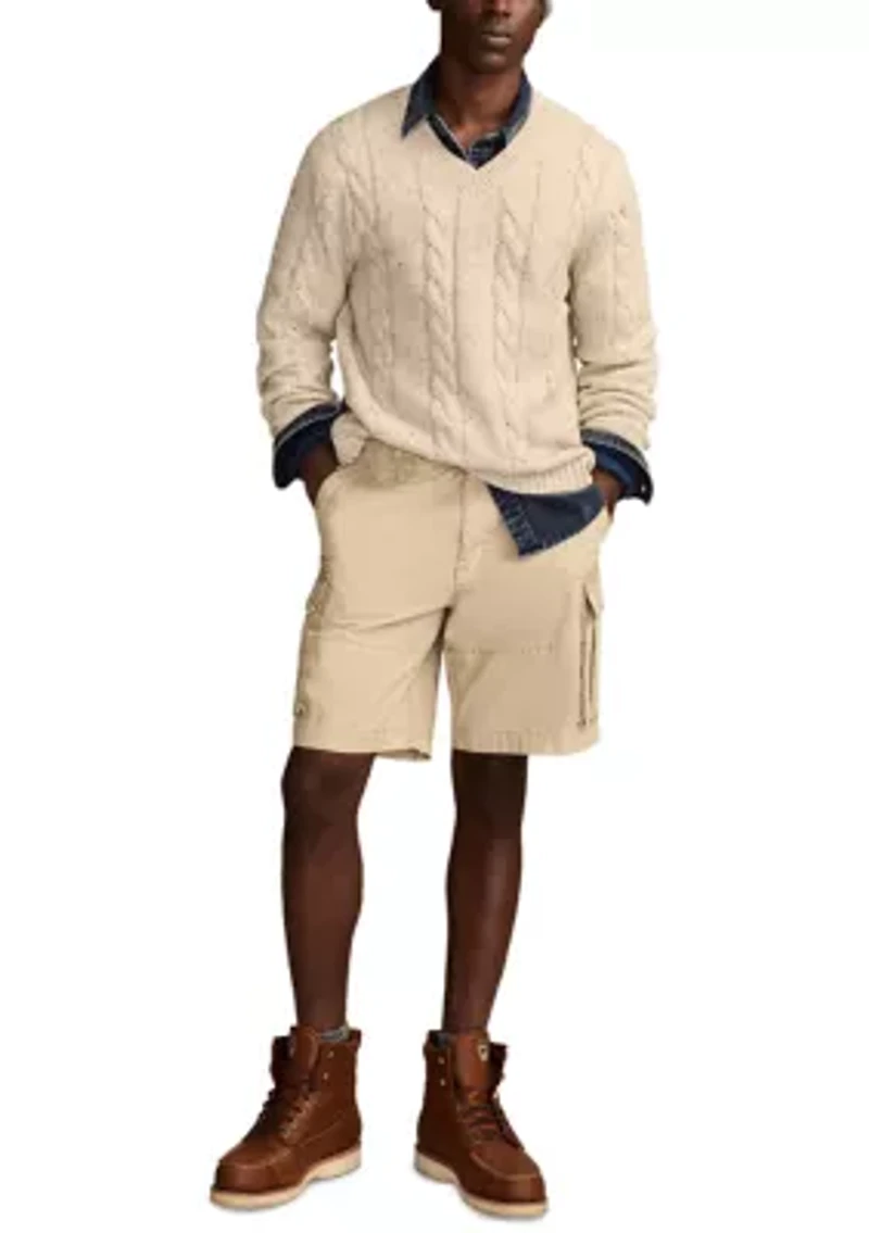 Men's Nep Cable V-Neck Sweater