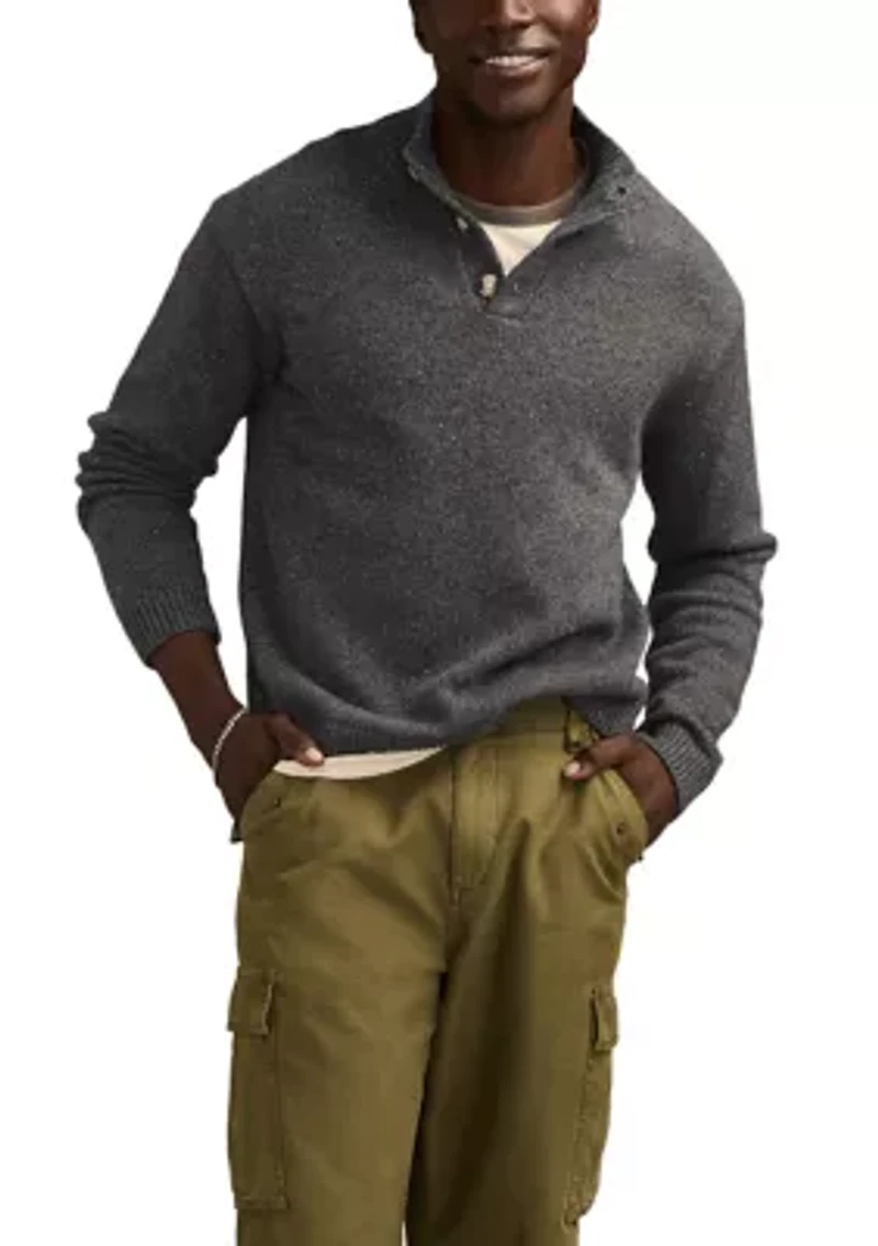Men's Nep Button 1/4 Mock Neck Sweater