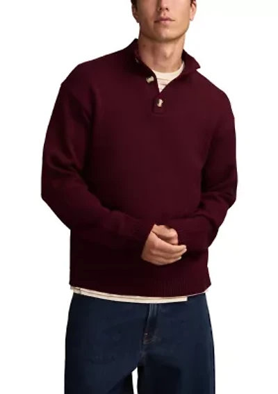 Men's Nep Button 1/4 Mock Neck Sweater