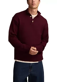 Men's Nep Button 1/4 Mock Neck Sweater