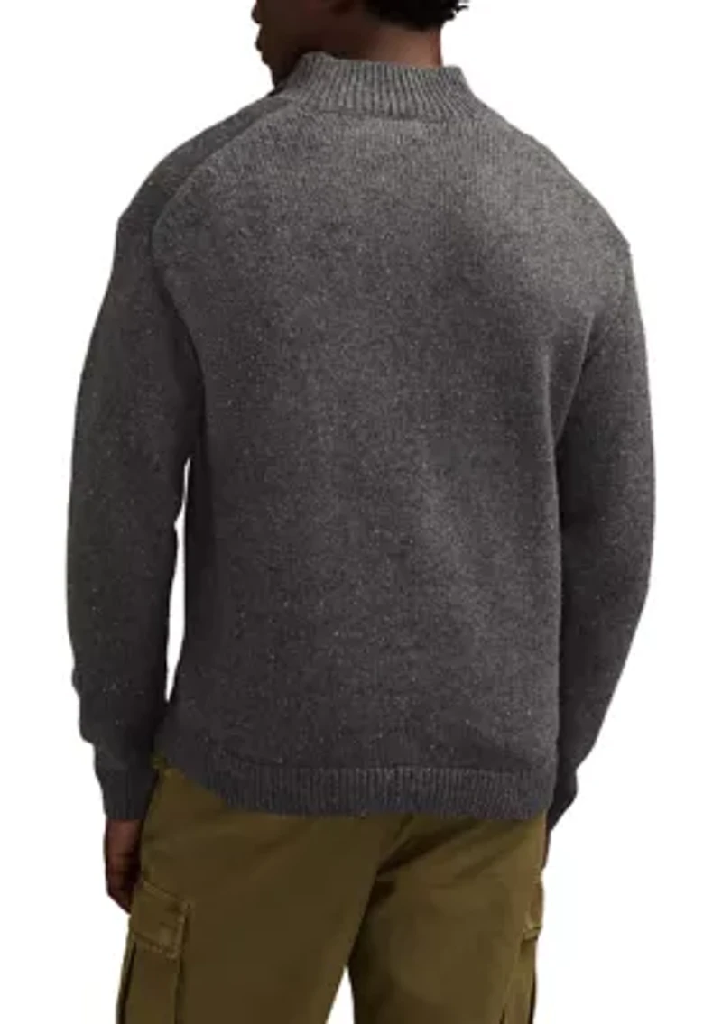 Men's Nep Button 1/4 Mock Neck Sweater