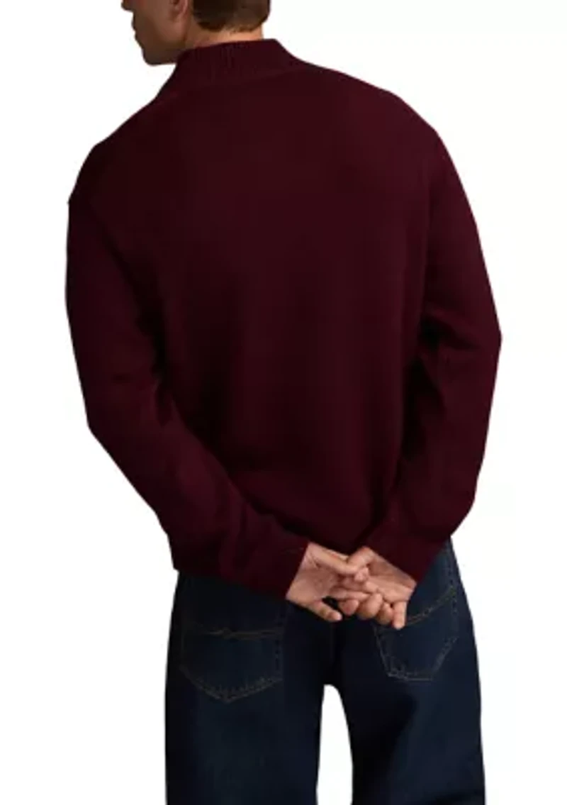 Men's Nep Button 1/4 Mock Neck Sweater