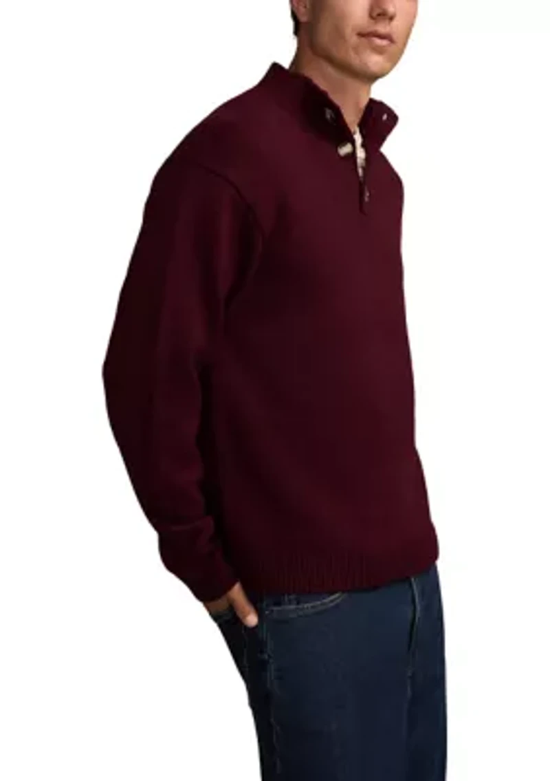 Men's Nep Button 1/4 Mock Neck Sweater