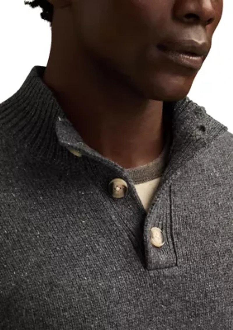 Men's Nep Button 1/4 Mock Neck Sweater