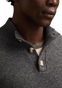 Men's Nep Button 1/4 Mock Neck Sweater