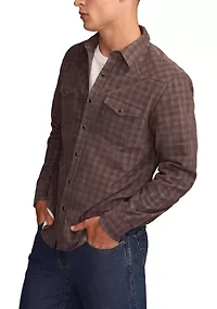 Long Sleeve Plaid Corduroy Western Shirt