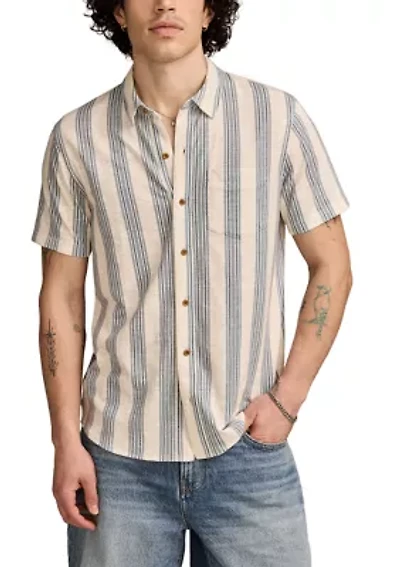 Big & Tall Linen Short Sleeve Ombré Stripe Shirt