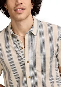 Big & Tall Linen Short Sleeve Ombré Stripe Shirt