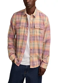 Men's Long Sleeve Slub Plaid Utility Shirt