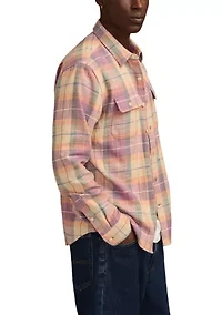 Men's Long Sleeve Slub Plaid Utility Shirt