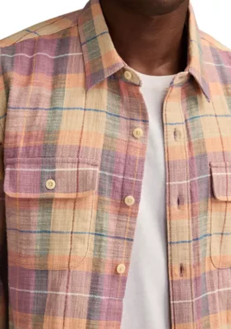 Men's Long Sleeve Slub Plaid Utility Shirt