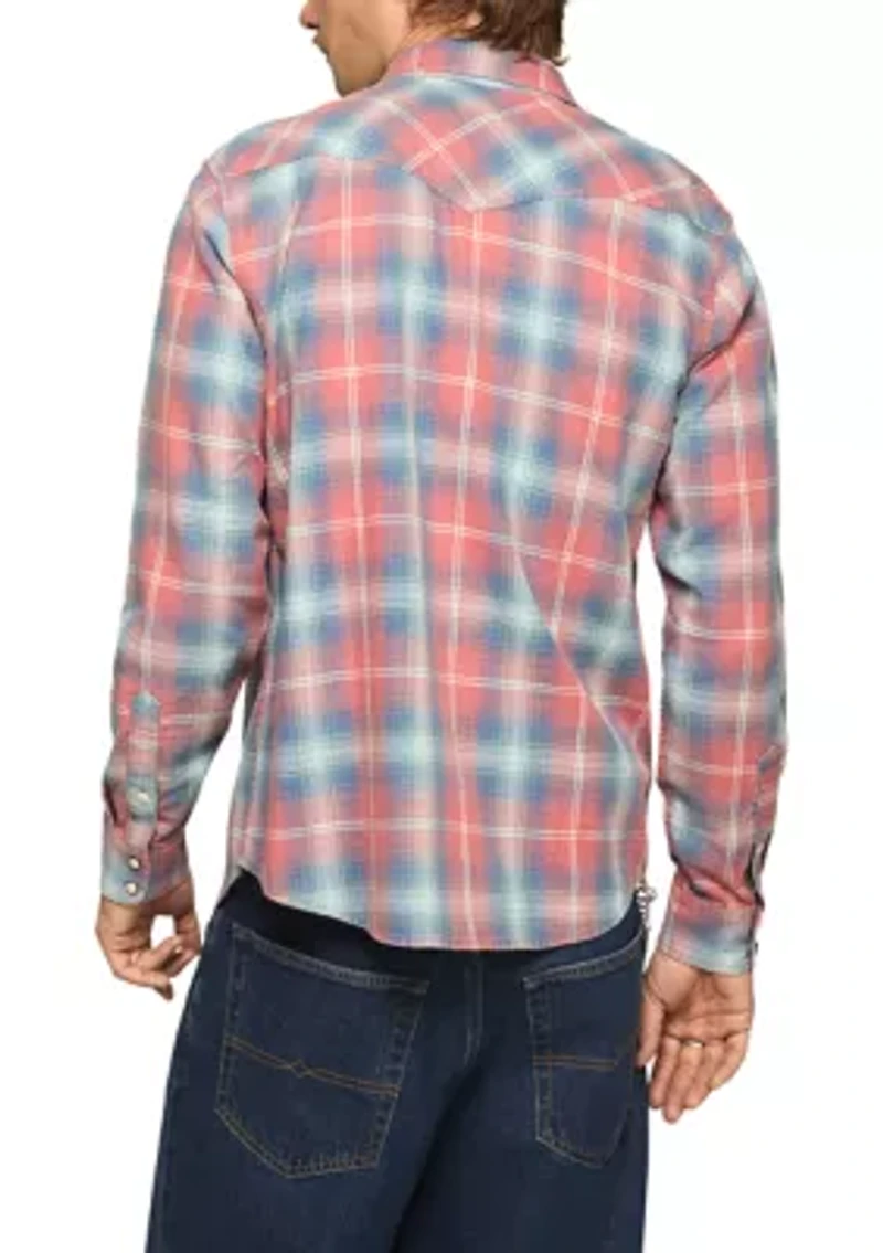Acid Wash Western Plaid Shirt