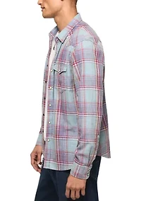 Acid Wash Western Plaid Shirt