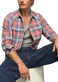 Acid Wash Western Plaid Shirt