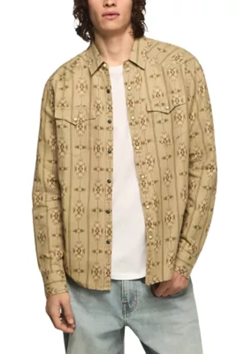 Long Sleeve Print Western Shirt