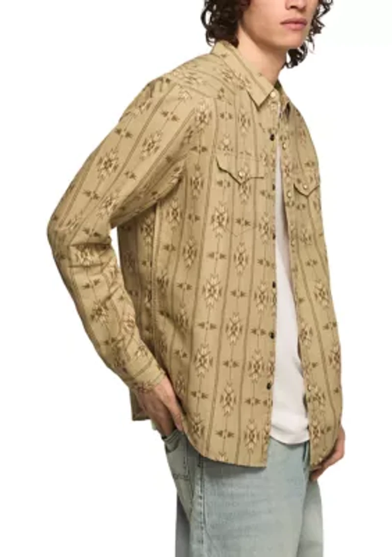 Long Sleeve Print Western Shirt