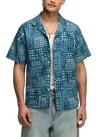 Men's Printed Linen Camp Collar Shirt