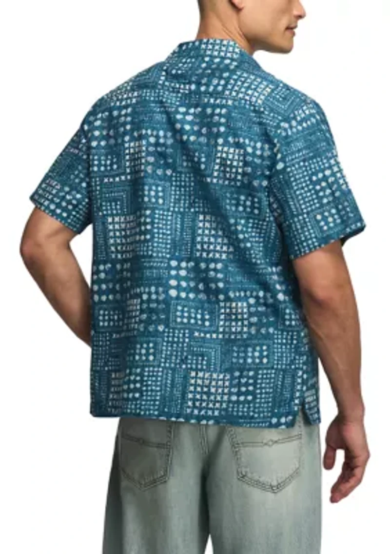 Men's Printed Linen Camp Collar Shirt