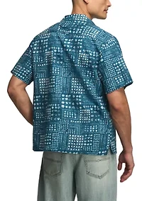 Men's Printed Linen Camp Collar Shirt