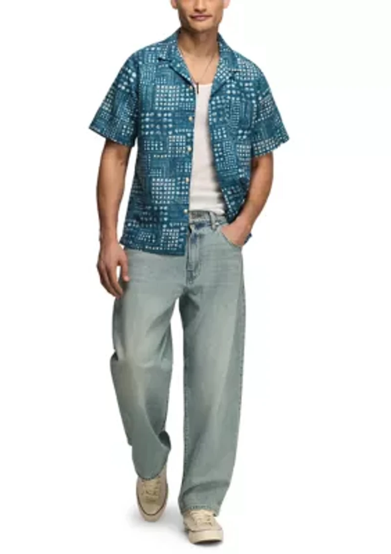Men's Printed Linen Camp Collar Shirt
