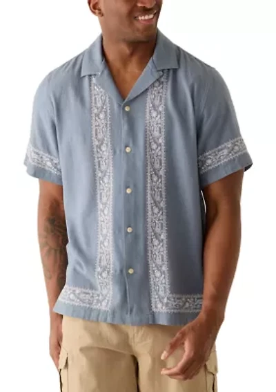 Men's Embroidered Camp Collar Shirt