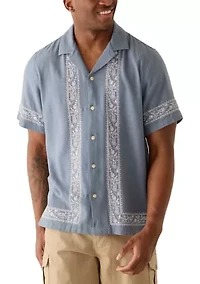 Men's Embroidered Camp Collar Shirt