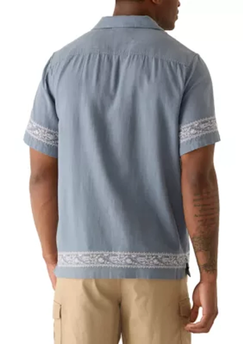 Men's Embroidered Camp Collar Shirt