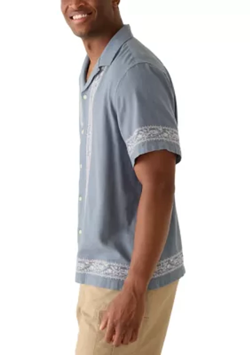 Men's Embroidered Camp Collar Shirt