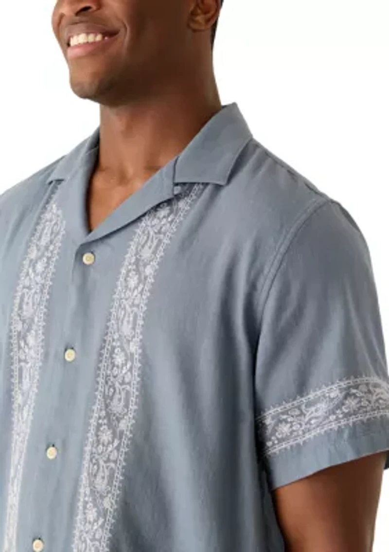 Men's Embroidered Camp Collar Shirt
