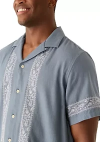 Men's Embroidered Camp Collar Shirt