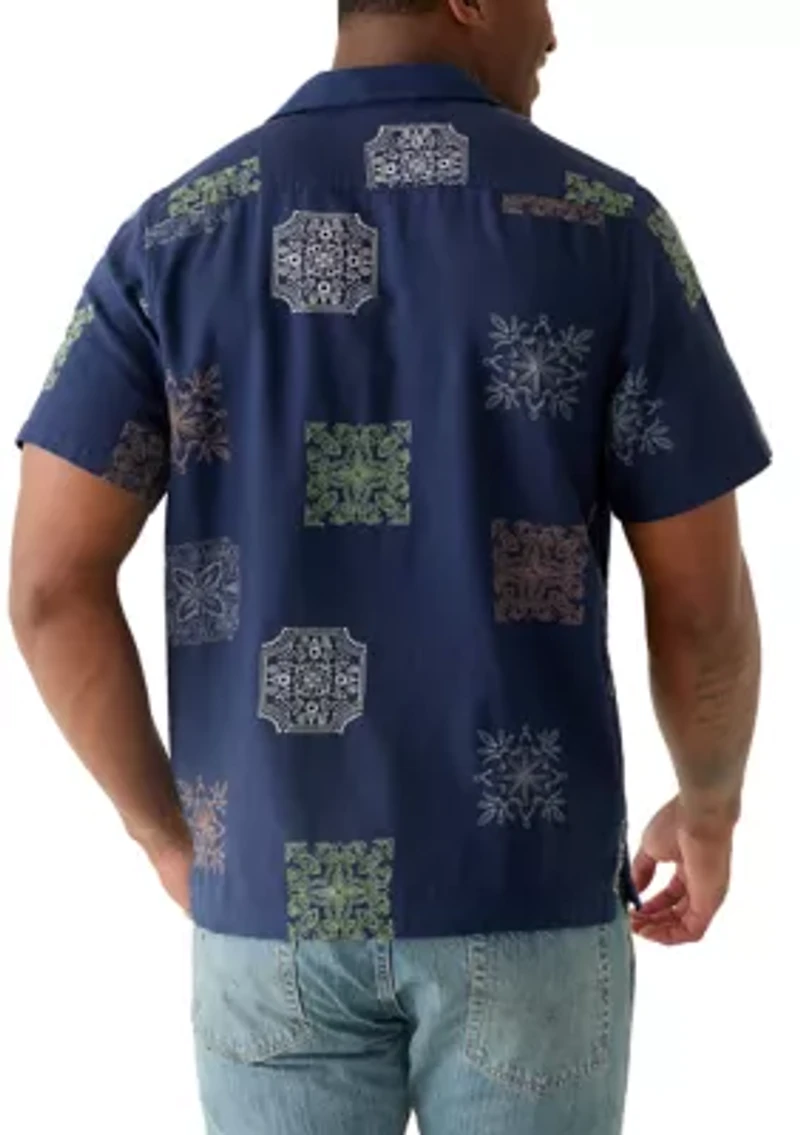 Men's Short Sleeve Novelty Camp Collar Shirt