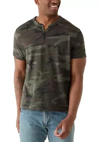 Men's Short Sleeve V-Neck Camo Crew Neck Shirt