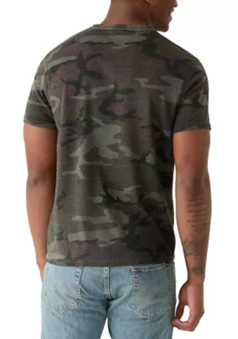 Men's Short Sleeve V-Neck Camo Crew Neck Shirt
