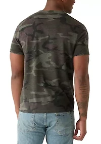 Men's Short Sleeve V-Neck Camo Crew Neck Shirt