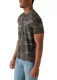 Men's Short Sleeve V-Neck Camo Crew Neck Shirt