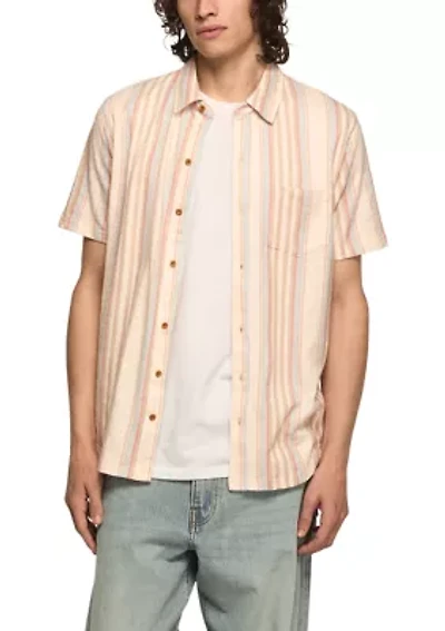 Men's Short Sleeve Striped Linen Knit Shirt