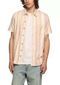 Men's Short Sleeve Striped Linen Knit Shirt