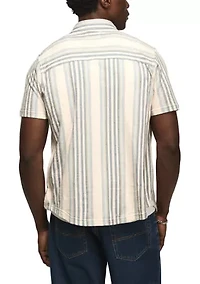 Men's Short Sleeve Striped Linen Knit Shirt
