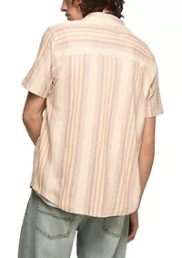 Men's Short Sleeve Striped Linen Knit Shirt