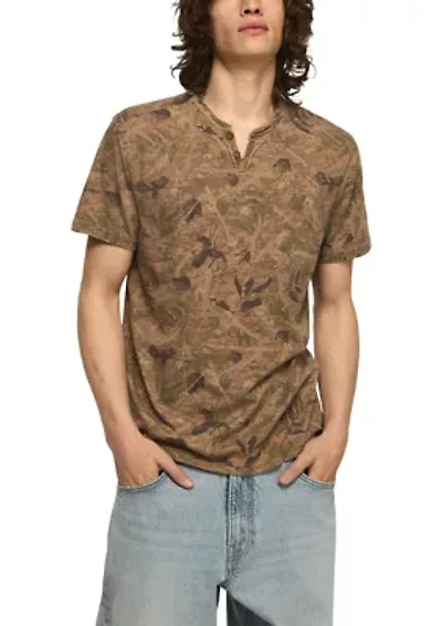 Men's Venice Burnout Camo Notch Neck T-Shirt